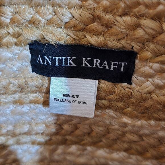 W Antik Kraft Hashree Jute Tote Bag Cream Beige Earthy Beach Vacation Wooden - Picture 11 of 11